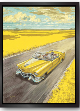 Blacksad, voiture jaune, cadre noir