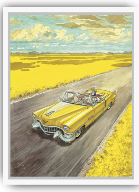 Blacksad, voiture jaune, cadre blanc