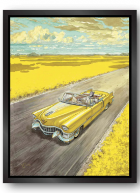 Blacksad, voiture jaune, cadre noir