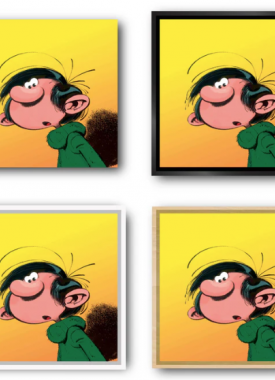 Gaston Lagaffe geel met kader