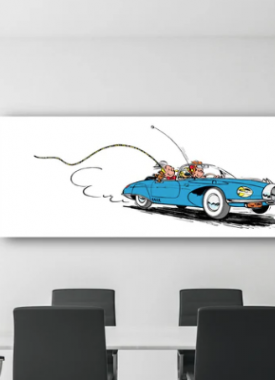 Spirou et voiture zonder kader