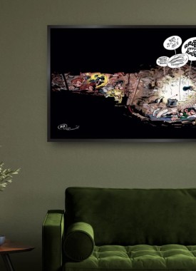 schilderdoek gaston lagaffe la sieste stripweb zwart 1