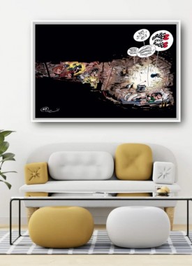 schilderdoek gaston lagaffe la sieste stripweb wit