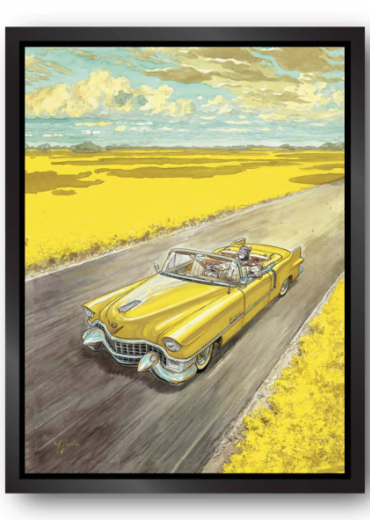 Blacksad, voiture jaune, cadre noir