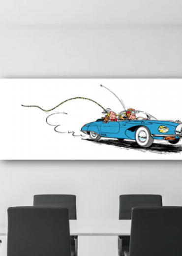 Spirou et voiture zonder kader