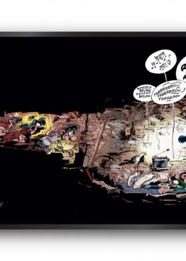 schilderdoek gaston lagaffe la sieste stripweb zwart 3