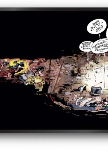 schilderdoek gaston lagaffe la sieste stripweb zwart 2