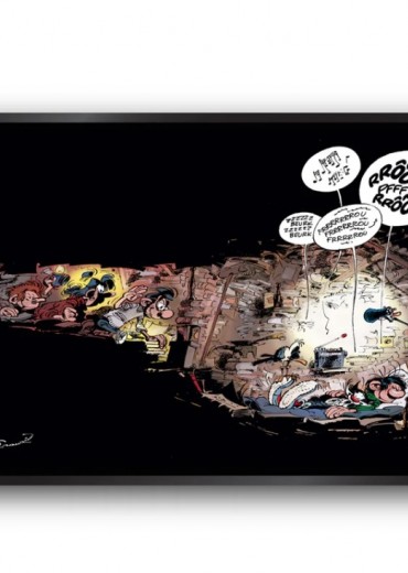 schilderdoek gaston lagaffe la sieste stripweb zwart