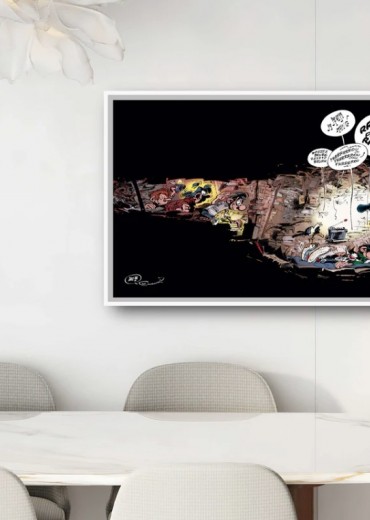 schilderdoek gaston lagaffe la sieste stripweb wit 1