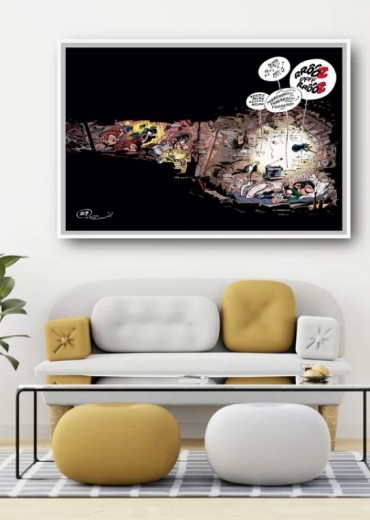 schilderdoek gaston lagaffe la sieste stripweb wit