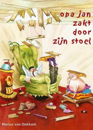 Opa Jan zakt door zijn stoel - Stripweb