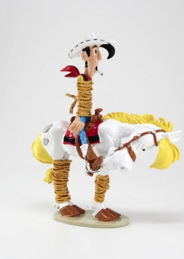 beeldje lucky luke vastgebonden stripweb
